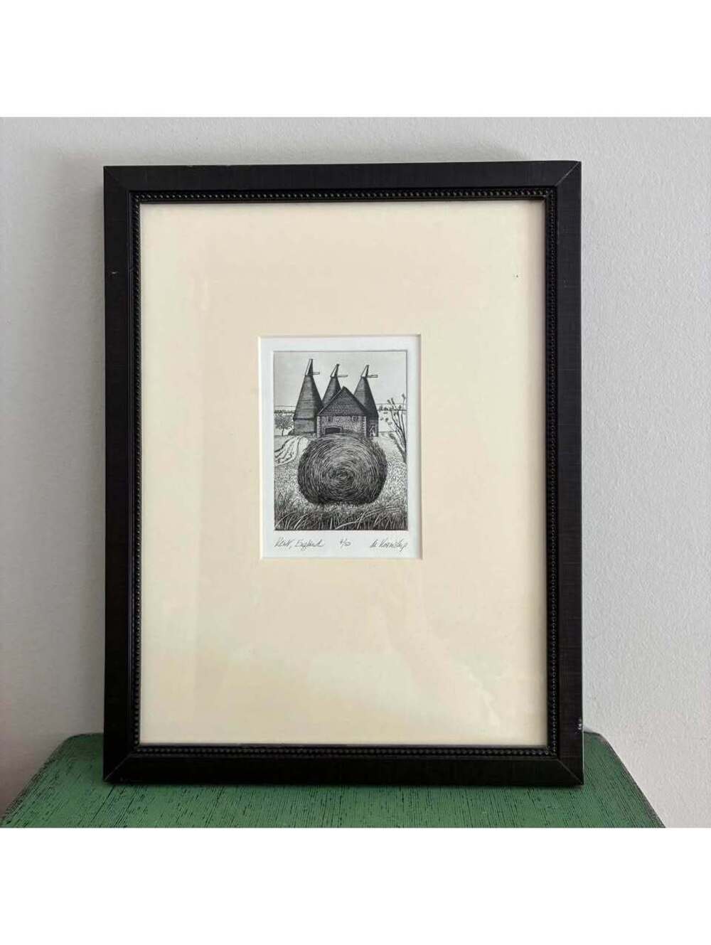 Viviane de Kosinsky Signed Etching Kent England Oast House 4/50 Framed Art